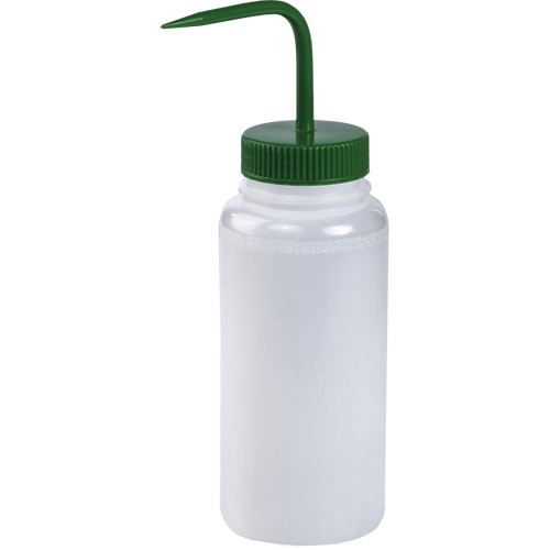 Wide-Mouth Polyethylene Wash Bottle with Green Polypropylene Cap WestPier