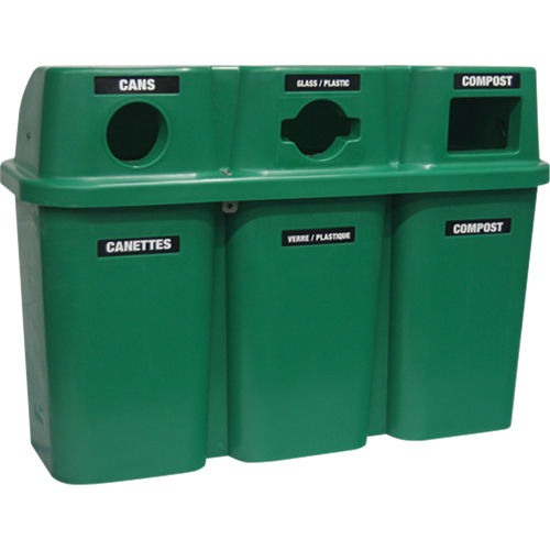 Contenants de recyclage Bullseye, Bord de rue, Plastique, 3 x 22 gal. US WestPier