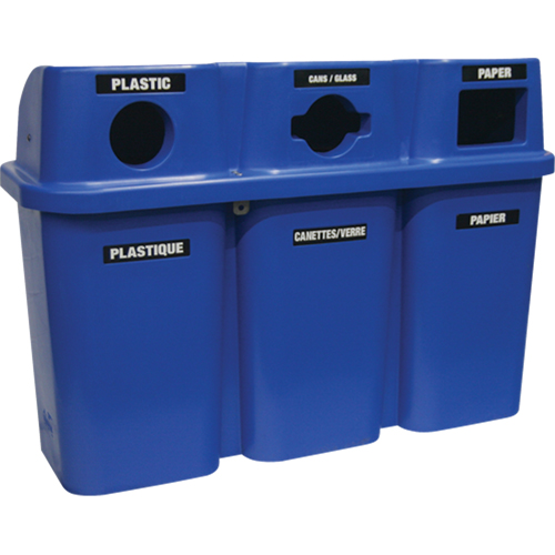 Contenants de recyclage Bullseye, Bord de rue, Plastique, 3 x 22 gal. US WestPier