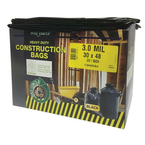 Contractor Liners, Strong, 30" W x 48" L, 3 mils, Black, 113.56 L (30 Gal.) Capacity WestPier