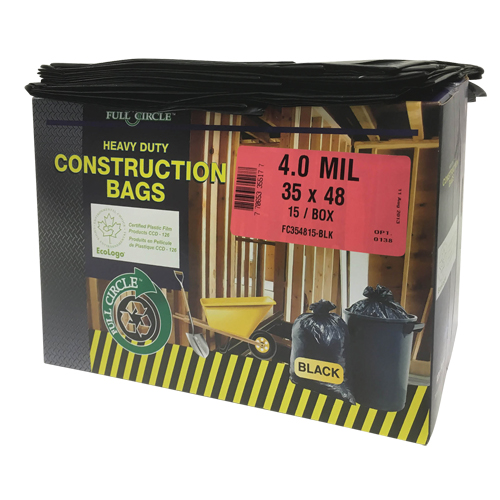 Contractor Liners, Strong, 35" W x 48" L, 4 mils, Black, 166.55 L (44 Gal.) Capacity WestPier