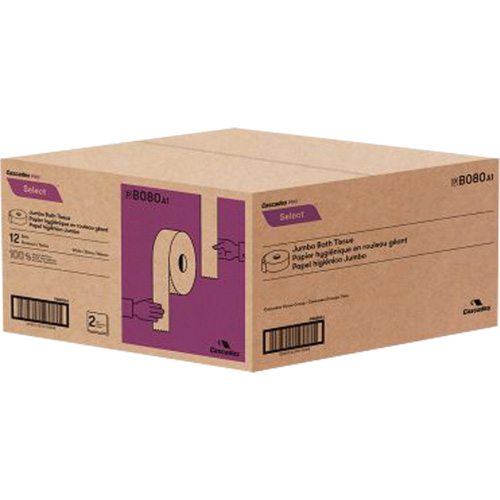 Papier hygi&eacute;nique Pro Select, Rouleau G&eacute;ant, 2 Pli, Longueur 500', Blanc WestPier