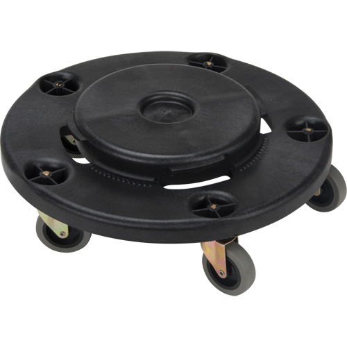 Waste Container Dolly, Polypropylene, Black, Fits: 24" Dia. WestPier