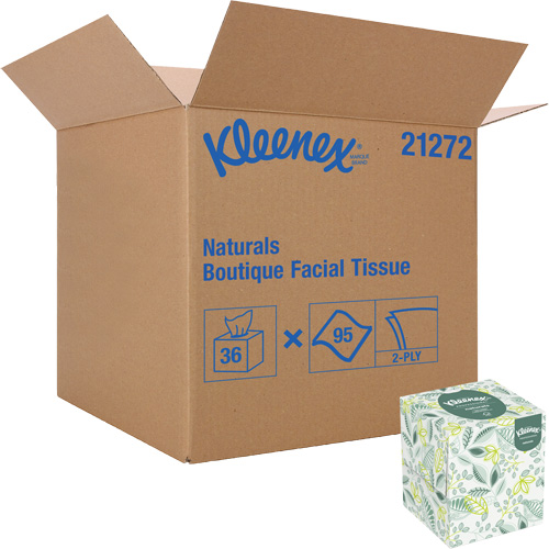 Kleenex&reg; Naturals Boutique* Facial Tissue, 2 Ply, 7.8" L x 8.3" W, 95 Sheets/Box WestPier