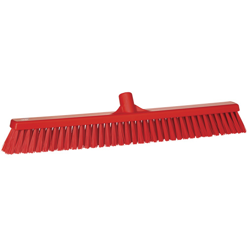 Combo Bristle Push Broom, Coarse/Fine Bristles, 24-1/2", Polyester, Red WestPier