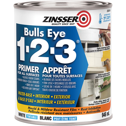Bulls Eye 1-2-3&reg; Water-Base Primer, 946 ml, Can, White WestPier