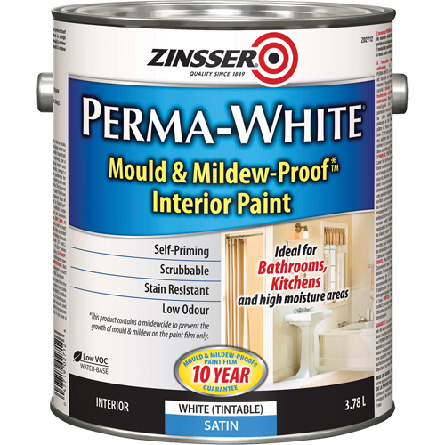 Perma-White&reg; Mold & Mildew-Proof Interior Paint, 3.78 L, Gallon, White WestPier