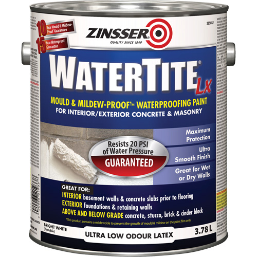 Watertite&reg; LX Mold & Mildew-Proof Waterproofing Paint, 3.78 L, Gallon, White WestPier
