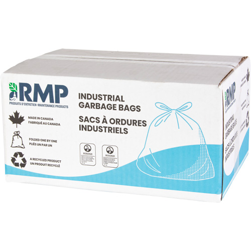 Contractor Garbage Bags, 2X Strong, 35" W x 50" L, 1.9 mils, Black, 194 L (44 Gal.) Capacity WestPier