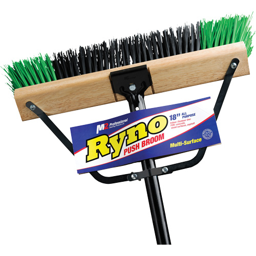Ryno Push Broom with Braced Handle, 18", Stiff, PVC Bristles WestPier