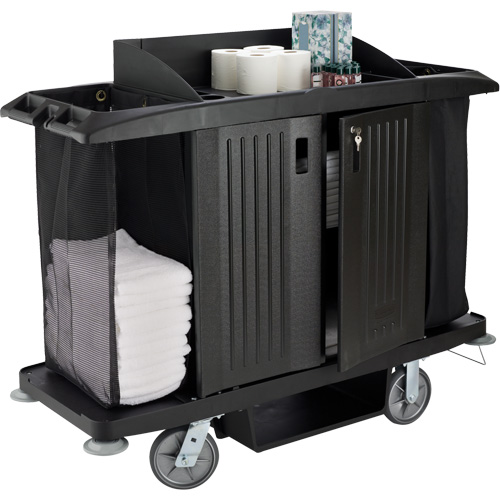 Chariot pleine grandeur pour l'entretien m&eacute;nager de bureau avec porte WestPier