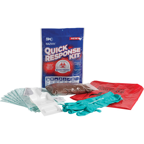 Hazwik&reg; Quick Response Spill Kit for Bodily Fluids, Biohazard, Bag, 0.49 US gal. Absorbancy WestPier