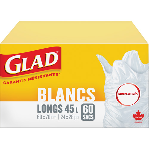 Tall 45L Unscented Garbage Bags, Regular, 24" W x 28" L, White WestPier