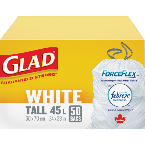 Tall 45L Febreze Garbage Bags, Regular, 24" W x 28" L, White WestPier