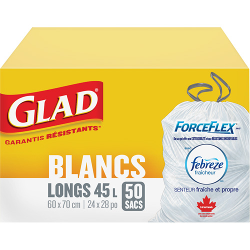 Tall 45L Febreze Garbage Bags, Regular, 24" W x 28" L, White WestPier