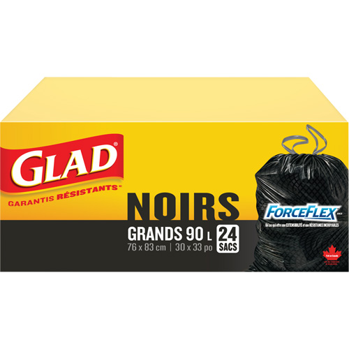 Sacs &agrave; ordures 90 L, R&eacute;gulier, 30" la x 33" lo, Noir WestPier