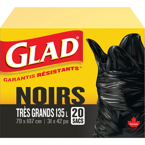 135L Garbage Bags, Regular, 31" W x 42" L, Black WestPier