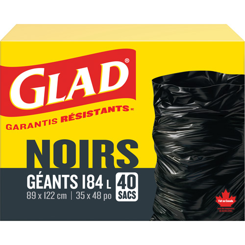 184L Garbage Bags, Regular, 35" W x 48" L, Black WestPier