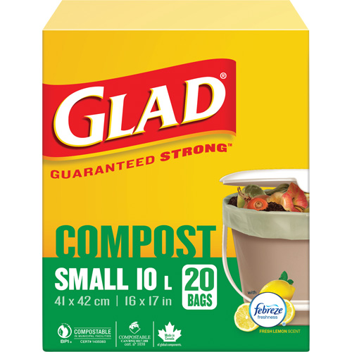 Small Compostable Bags, Regular, 17" L x 16" W, Brown, 10 L (3 Gal.) Capacity WestPier