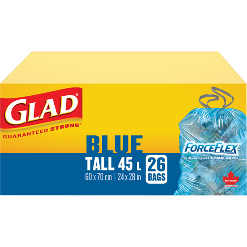 Sacs de recyclage 45 L, R&eacute;gulier, 24" la x 28" lo, Bleu WestPier