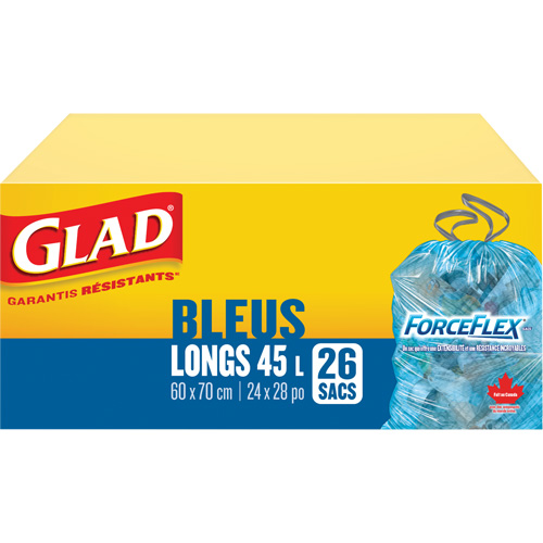 Sacs de recyclage 45 L, R&eacute;gulier, 24" la x 28" lo, Bleu WestPier