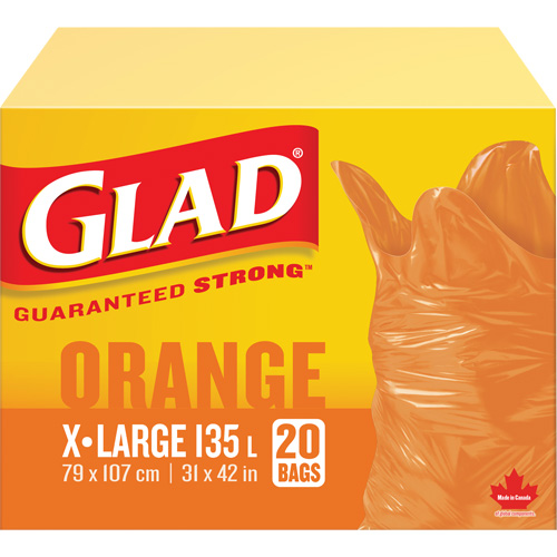 135L Garbage Bags, Regular, 31" W x 42" L, Orange WestPier