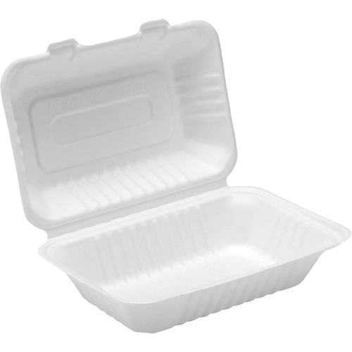 Contenants &agrave; charni&egrave;re pour nourriture compostable, Bagasse, Rectangulaire WestPier