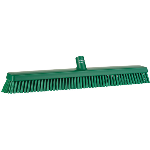 Heavy-Duty Push Broom, Fine/Stiff Bristles, 24", Green WestPier