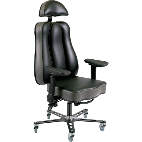 Chaise ergonomique 24 h Synergo II, Vinyle, Noir/gris, Capacit&eacute; 350 lb WestPier