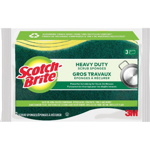 Scotch-Brite&reg; Heavy Duty Scrub Sponge, Scrubbing, 2-3/5" W x 4-2/5" L WestPier