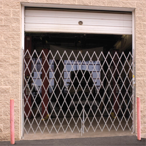 Galvanized Folding Security Gates, Fixed Single Folding, 4' L x 7' H Expanded WestPier