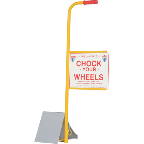 Wheel Chock with Handle & Sign, 7" W x 11-7/8" D x 7-11/16" H WestPier