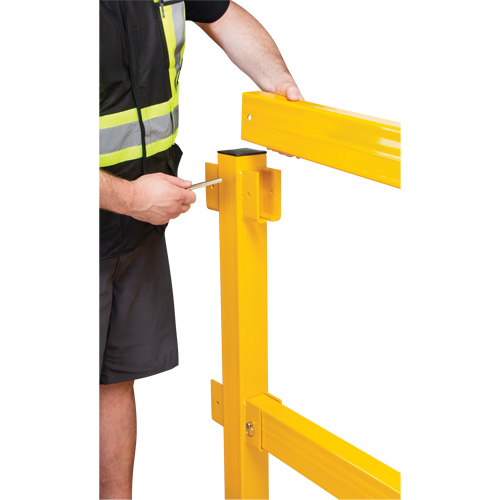 Corner Post for Light-Duty Guard Rails, Steel, 42" H, Safety Yellow WestPier