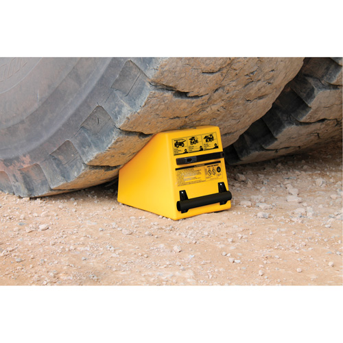 Checkers Safety Heavy-Duty Ultra Class Mining Wheel Chock, HDPE, Yellow, 14-1/2" W x 17-1/2" D x 16" H WestPier