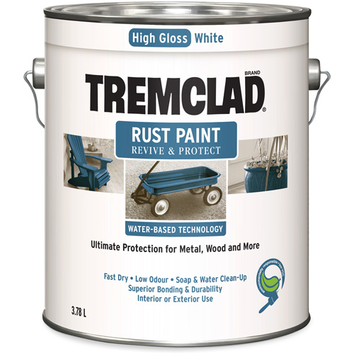 Tremclad&reg; Water-Based Rust Paint, 3.78 L, Gallon, White WestPier