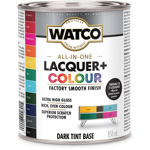 Composant de base fonc&eacute; pour finition laqu&eacute;e + couleur tout-en-un Watco, 946 ml, Base &agrave; teinte fonc&eacute;e, Tr&egrave;s brillant WestPier