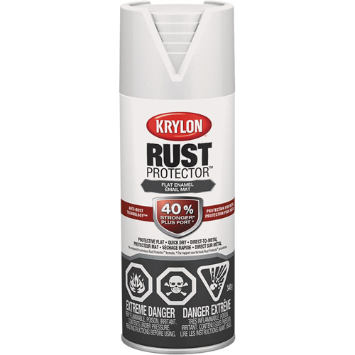 Peinture &agrave; &eacute;mail Rust Protector, Blanc, Tr&egrave;s mat, 12 oz, Canette a&eacute;rosol WestPier