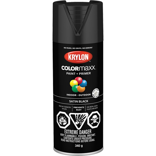 COLORmaxx Paint + Primer, Black, Semi-Flat, 12 oz., Aerosol Can WestPier