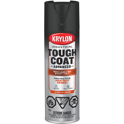 Peinture industrielle &agrave; chaleur &eacute;lev&eacute;e Tough Coat Advanced, Noir haute temp&eacute;rature, Fini mat profond, 425 g, Canette a&eacute;rosol WestPier
