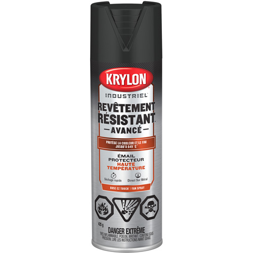 Peinture industrielle &agrave; chaleur &eacute;lev&eacute;e Tough Coat Advanced, Noir haute temp&eacute;rature, Fini mat profond, 425 g, Canette a&eacute;rosol WestPier