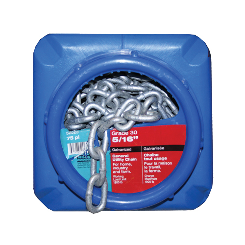 Hot-Dipped Galvanized Chains, Carbon Steel, 5/16" x 75' (22.9 m) L, Grade 30, 1900 lbs. (0.95 tons) Load Capacity WestPier