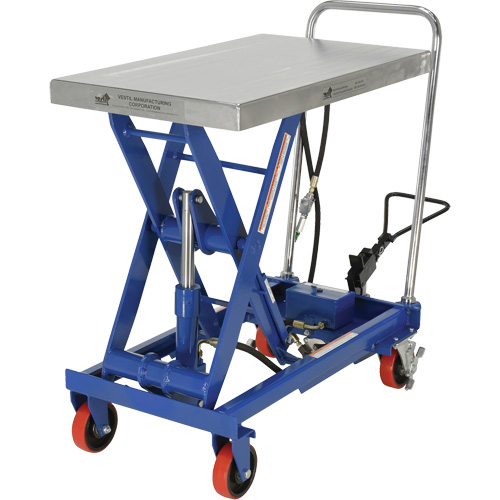 Pneumatic Hydraulic Scissor Lift Table, Steel, 32-1/2" L x 19-3/4" W, 1000 lbs. Cap. WestPier