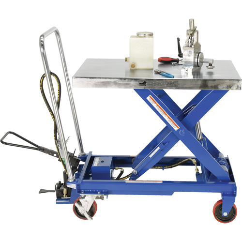 Pneumatic Hydraulic Scissor Lift Table, Steel, 32-1/2" L x 19-3/4" W, 1000 lbs. Cap. WestPier