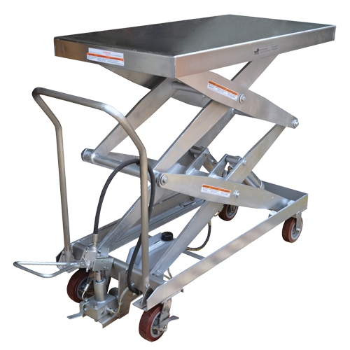Pneumatic Hydraulic Scissor Lift Table, Stainless Steel, 47-1/4" L x 24" W, 1500 lbs. Cap. WestPier