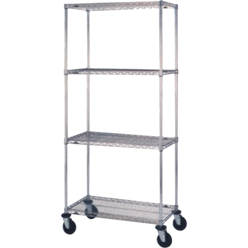 Wire Shelf Cart, Chrome Plated, 24" x 69" x 60", 800 lbs. Capacity WestPier