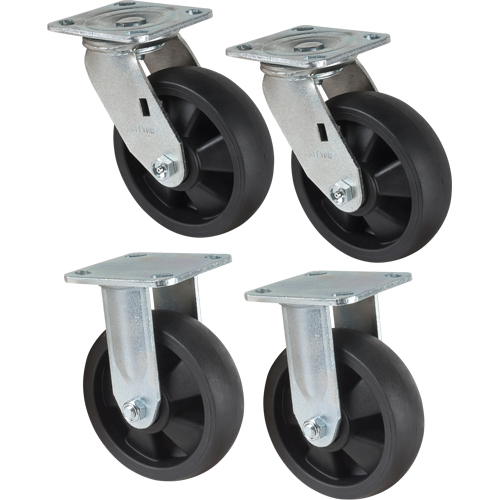 Jeu de roulettes, Fixe/Pivotant, 6" (152,4 mm), Nylon, 2400 lb (1089 kg) WestPier