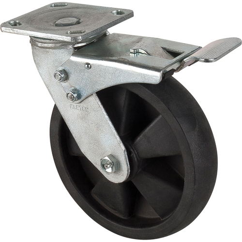 Roulettes haute temp&eacute;rature, Pivotant avec frein, 8" (203,2 mm), Nylon, 1000 lb (453 kg) WestPier