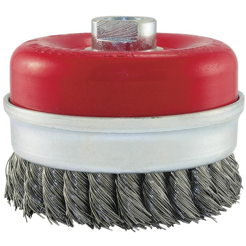 Brosse boisseau &agrave; fils li&eacute;s et nou&eacute;s, 5" dia. x 5/8"-11 arbre WestPier