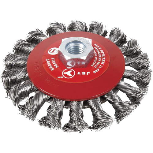 Knot Twisted Conical Bevel Brush, 6" Dia., 0.02" Fill, 5/8"-11 Arbor, Steel WestPier