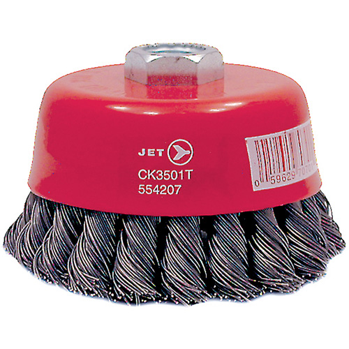 CK3501T High Performance Knot Twisted Cup Brush, 3-1/2" Dia., 0.02" Fill, 5/8"-11 Arbor, Steel WestPier